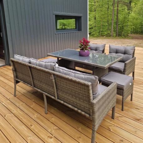 Zestaw mebli technorattanowych obiadowych z wysokim stołem Perata Dining - Dark Grey