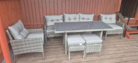 Zestaw mebli technorattanowych obiadowych z wysokim stołem Perata Dining - Dark Grey