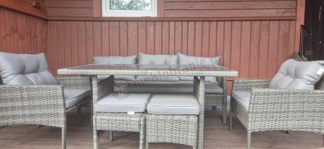 Zestaw mebli technorattanowych obiadowych z wysokim stołem Perata Dining - Dark Grey