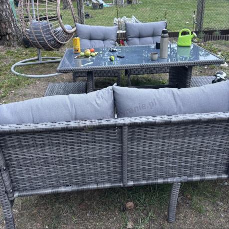 Zestaw mebli technorattanowych obiadowych z wysokim stołem Perata Dining - Dark Grey