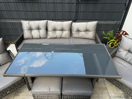Zestaw mebli technorattanowych obiadowych z wysokim stołem Perata Dining - Dark Grey