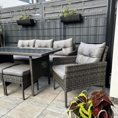Zestaw mebli technorattanowych obiadowych z wysokim stołem Perata Dining - Dark Grey