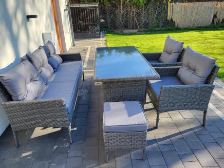 Zestaw mebli technorattanowych obiadowych z wysokim stołem Perata Dining - Dark Grey