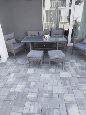 Zestaw mebli technorattanowych obiadowych z wysokim stołem Perata Dining - Dark Grey