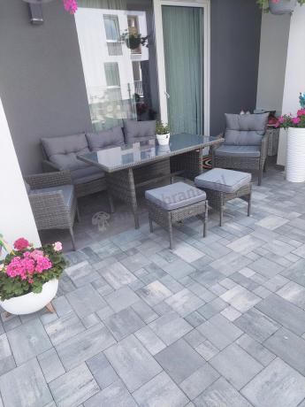 Zestaw mebli technorattanowych obiadowych z wysokim stołem Perata Dining - Dark Grey