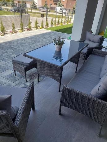 Zestaw mebli technorattanowych obiadowych z wysokim stołem Perata Dining - Dark Grey