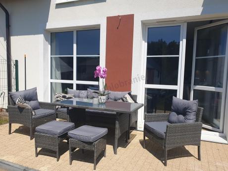 Zestaw mebli technorattanowych obiadowych z wysokim stołem Perata Dining - Dark Grey