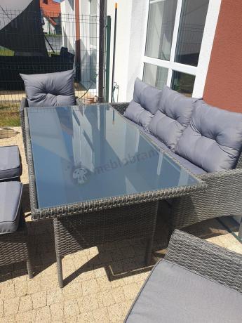 Zestaw mebli technorattanowych obiadowych z wysokim stołem Perata Dining - Dark Grey