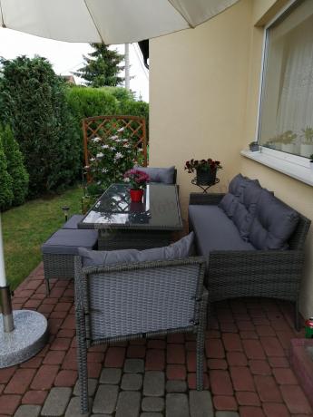 Zestaw mebli technorattanowych obiadowych z wysokim stołem Perata Dining - Dark Grey