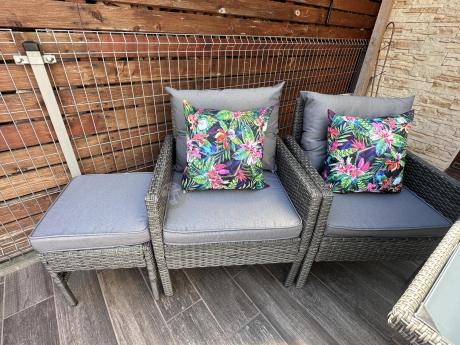 Zestaw mebli technorattanowych obiadowych z wysokim stołem Perata Dining - Dark Grey