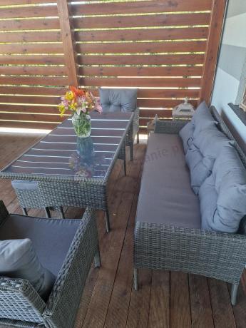 Zestaw mebli technorattanowych obiadowych z wysokim stołem Perata Dining - Dark Grey
