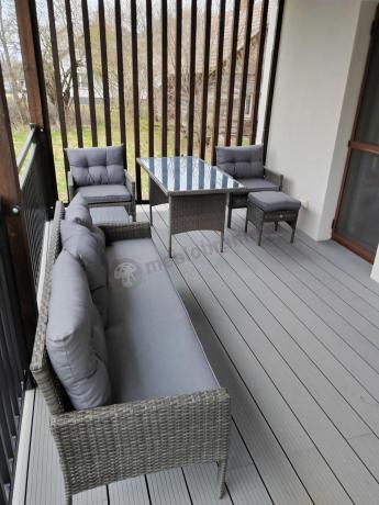 Zestaw mebli technorattanowych obiadowych z wysokim stołem Perata Dining - Dark Grey