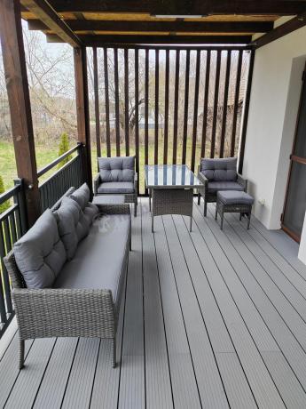 Zestaw mebli technorattanowych obiadowych z wysokim stołem Perata Dining - Dark Grey