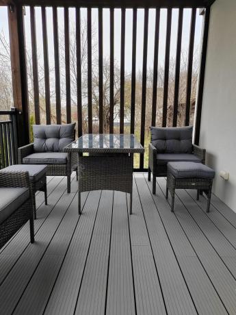 Zestaw mebli technorattanowych obiadowych z wysokim stołem Perata Dining - Dark Grey