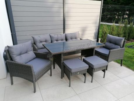 Zestaw mebli technorattanowych obiadowych z wysokim stołem Perata Dining - Dark Grey