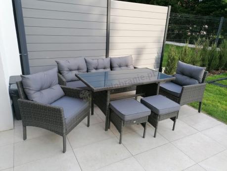 Zestaw mebli technorattanowych obiadowych z wysokim stołem Perata Dining - Dark Grey