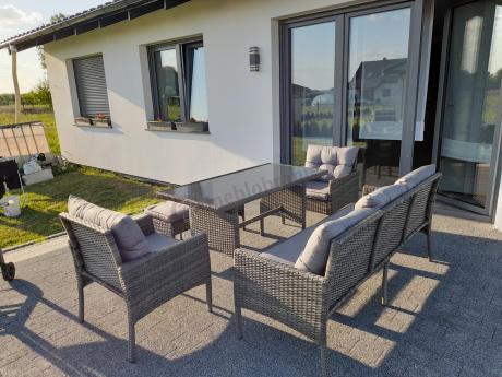 Zestaw mebli technorattanowych obiadowych z wysokim stołem Perata Dining - Dark Grey