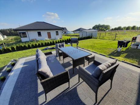 Zestaw mebli technorattanowych obiadowych z wysokim stołem Perata Dining - Dark Grey