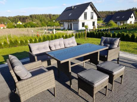 Zestaw mebli technorattanowych obiadowych z wysokim stołem Perata Dining - Dark Grey