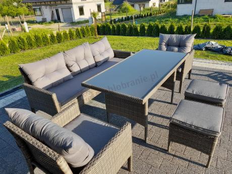 Zestaw mebli technorattanowych obiadowych z wysokim stołem Perata Dining - Dark Grey