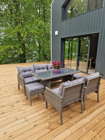Zestaw mebli technorattanowych obiadowych z wysokim stołem Perata Dining - Dark Grey