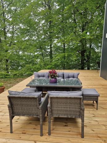 Zestaw mebli technorattanowych obiadowych z wysokim stołem Perata Dining - Dark Grey