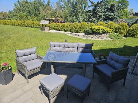 Zestaw mebli technorattanowych obiadowych z wysokim stołem Perata Dining - Dark Grey