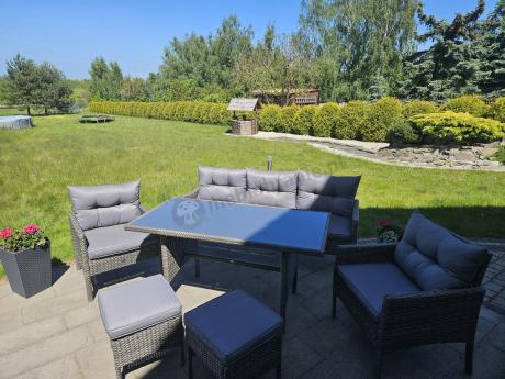 Zestaw mebli technorattanowych obiadowych z wysokim stołem Perata Dining - Dark Grey
