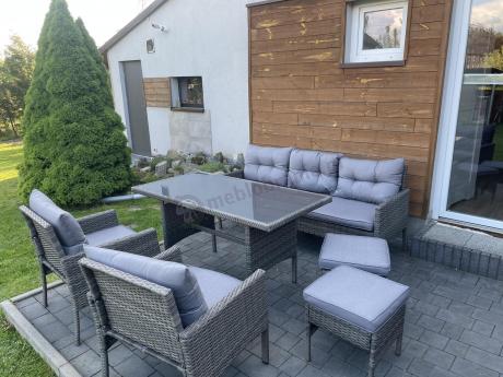 Zestaw mebli technorattanowych obiadowych z wysokim stołem Perata Dining - Dark Grey