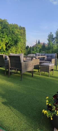 Zestaw mebli technorattanowych obiadowych z wysokim stołem Perata Dining - Dark Grey