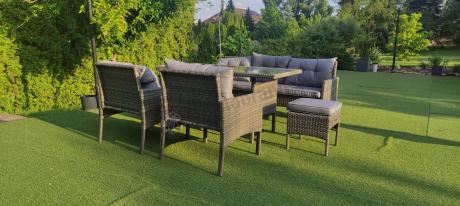 Zestaw mebli technorattanowych obiadowych z wysokim stołem Perata Dining - Dark Grey