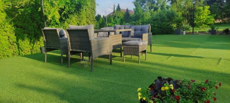 Zestaw mebli technorattanowych obiadowych z wysokim stołem Perata Dining - Dark Grey