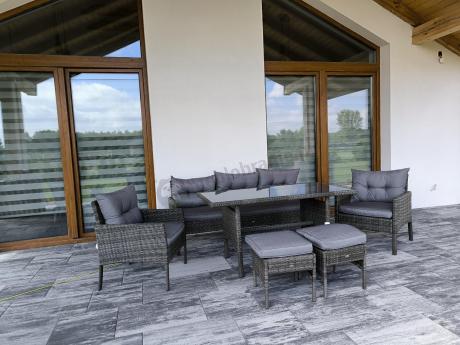 Zestaw mebli technorattanowych obiadowych z wysokim stołem Perata Dining - Dark Grey