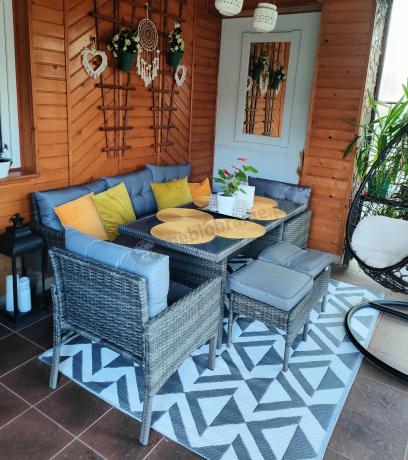 Zestaw mebli technorattanowych obiadowych z wysokim stołem Perata Dining - Dark Grey