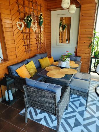 Zestaw mebli technorattanowych obiadowych z wysokim stołem Perata Dining - Dark Grey