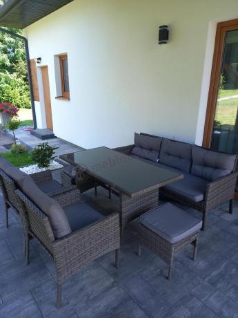 Zestaw mebli technorattanowych obiadowych z wysokim stołem Perata Dining - Dark Grey