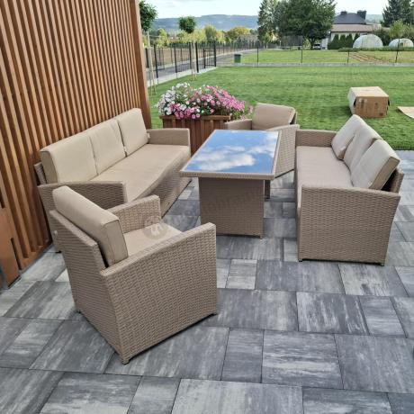 Zestaw mebli technorattanowych z 2 sofami Cofete Grande – Natural