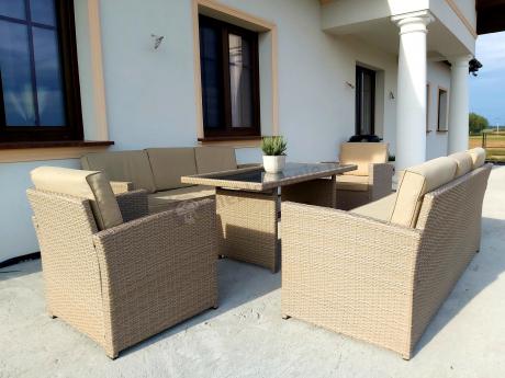 Zestaw mebli technorattanowych z 2 sofami Cofete Grande – Natural