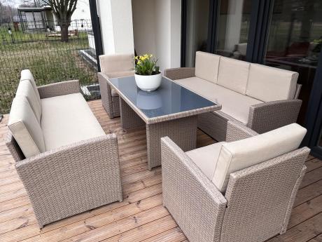 Zestaw mebli technorattanowych z 2 sofami Cofete Grande – Natural