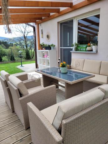 Zestaw mebli technorattanowych z 2 sofami Cofete Grande – Natural
