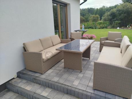 Zestaw mebli technorattanowych z 2 sofami Cofete Grande – Natural