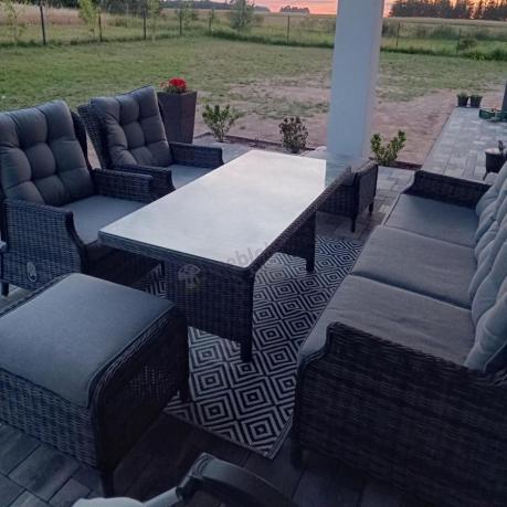 Zestaw mebli technorattanowych z regulowanymi fotelami Laritto Dining - Antracite