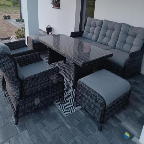 Zestaw mebli technorattanowych z regulowanymi fotelami Laritto Dining - Antracite