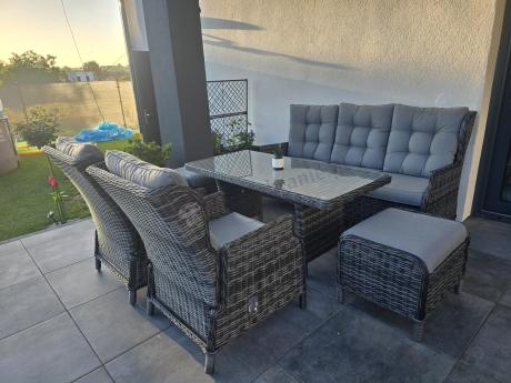 Zestaw mebli technorattanowych z regulowanymi fotelami Laritto Dining - Antracite