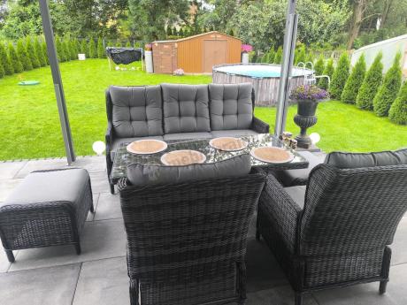 Zestaw mebli technorattanowych z regulowanymi fotelami Laritto Dining - Antracite