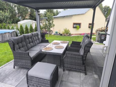 Zestaw mebli technorattanowych z regulowanymi fotelami Laritto Dining - Antracite