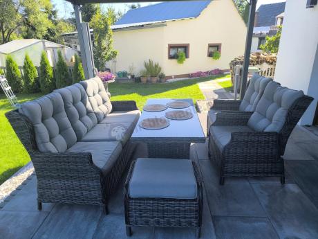 Zestaw mebli technorattanowych z regulowanymi fotelami Laritto Dining - Antracite