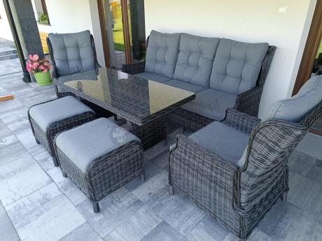 Zestaw mebli technorattanowych z regulowanymi fotelami Laritto Dining - Antracite
