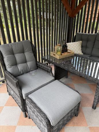 Zestaw mebli technorattanowych z regulowanymi fotelami Laritto Dining - Antracite