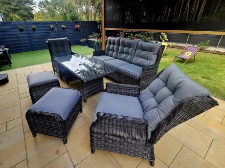 Zestaw mebli technorattanowych z regulowanymi fotelami Laritto Dining - Antracite